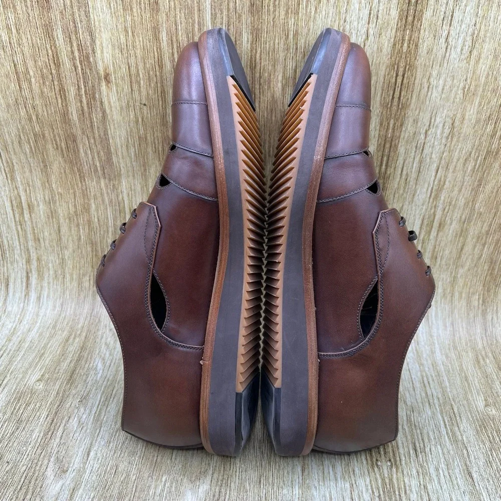 Salvatore Ferragamo Famoso Leather Oxfords Mens 7.5 2E Brown Italian Dress Shoes